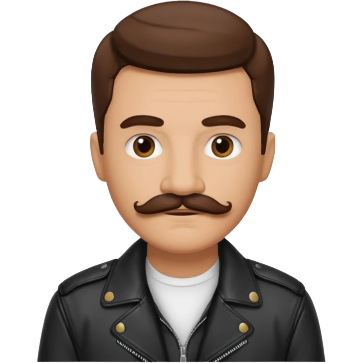 A man with a mustache, wearing a leather jacket emoji