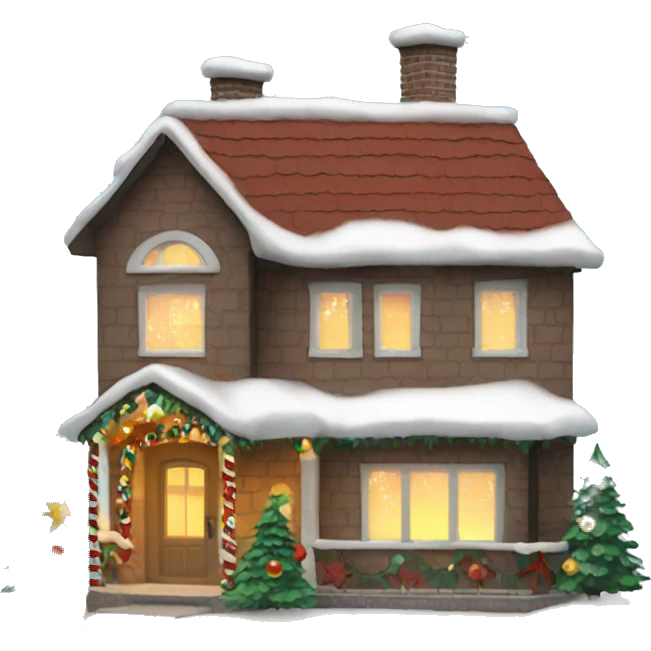 christmas home with lights and decoration emoji