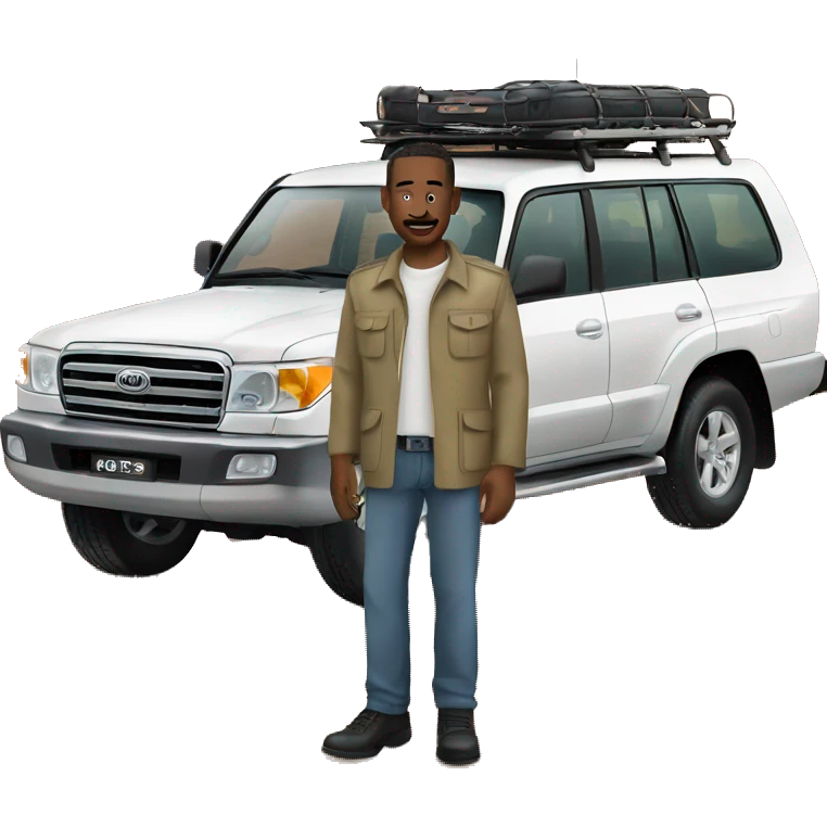 Man standing next to his Land Cruiser  emoji