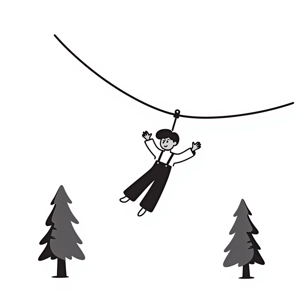 hand drawn doodle style zip line emoji