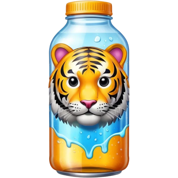 a glass bottle energy drink with a tiger on it emoji