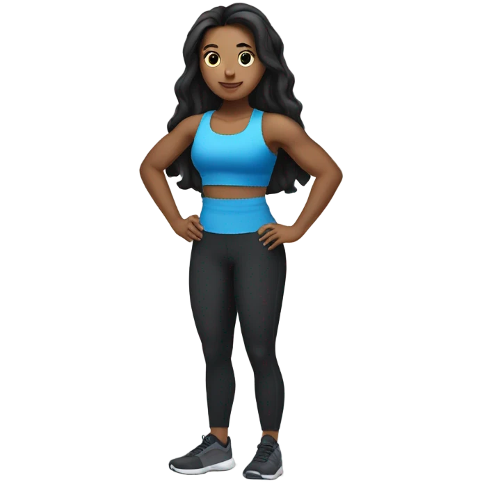 Pale skin tone girl with long black hair working out in the gym emoji