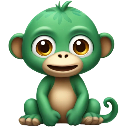 cute monkey dreaming about a trex emoji