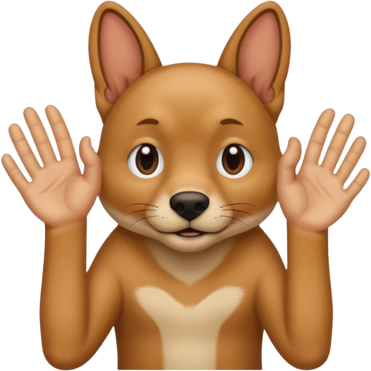 A person pawing with their hands like a dog emoji