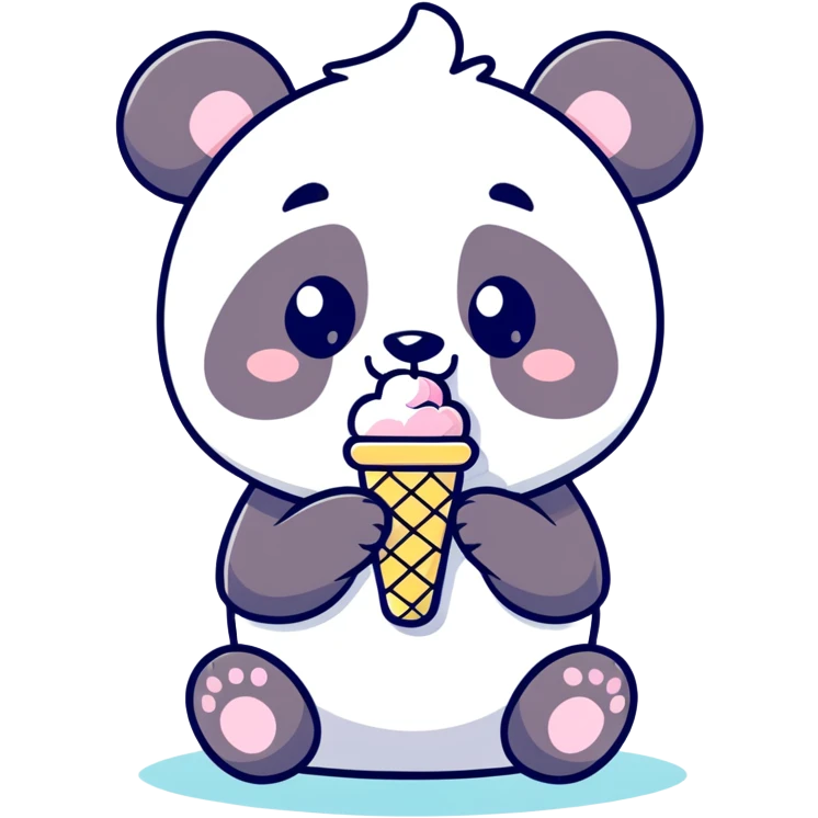 Panda eating ice cream emoji