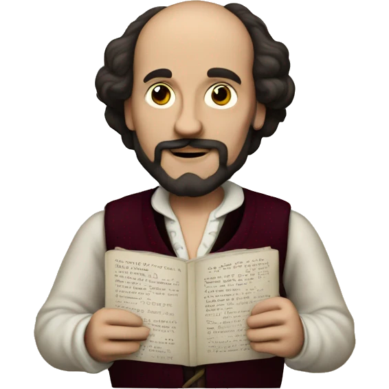 William Shakespeare holds a chatbot in his hands emoji