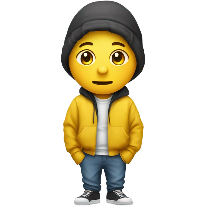 Baggy clothes on a saddy yellow emoji with big lips emoji
