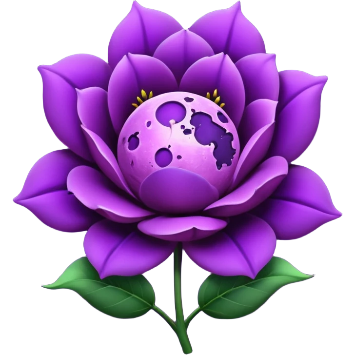 dark purple blossom with a purple Moon emoji