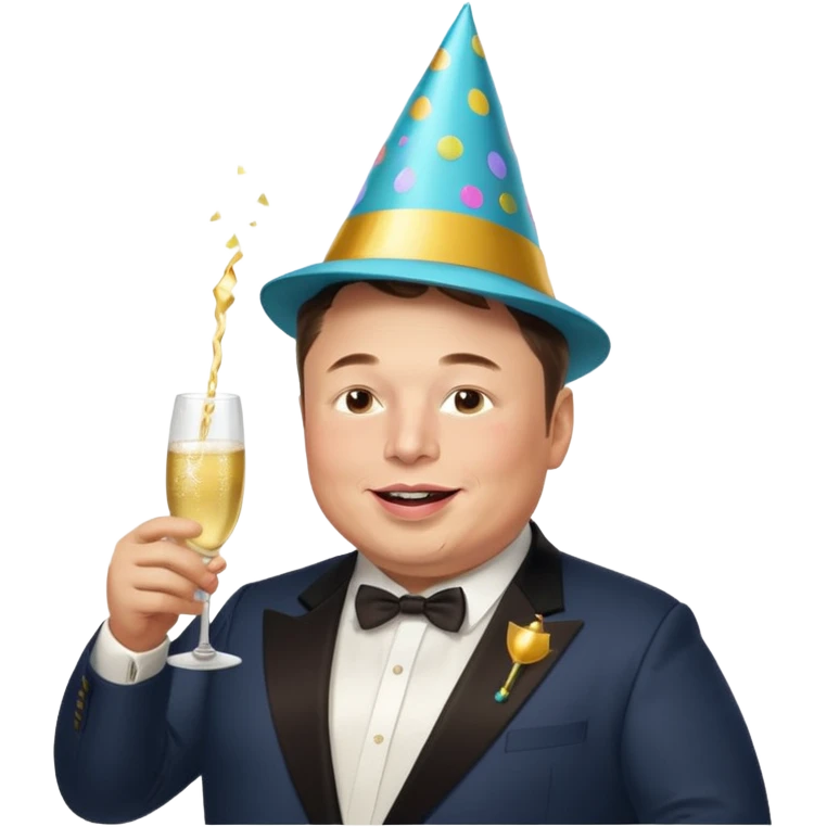 overweight happy realistic elon musk partying emoji