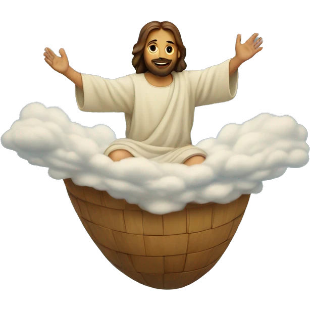 Jesus floating above a kid emoji