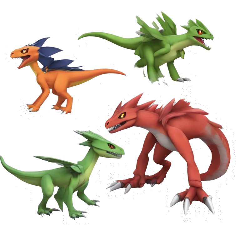  Cool Edgy Digimon-Fakemon-Guilmon-Grovyle-Flygon-Velociraptor-Dragon full body emoji