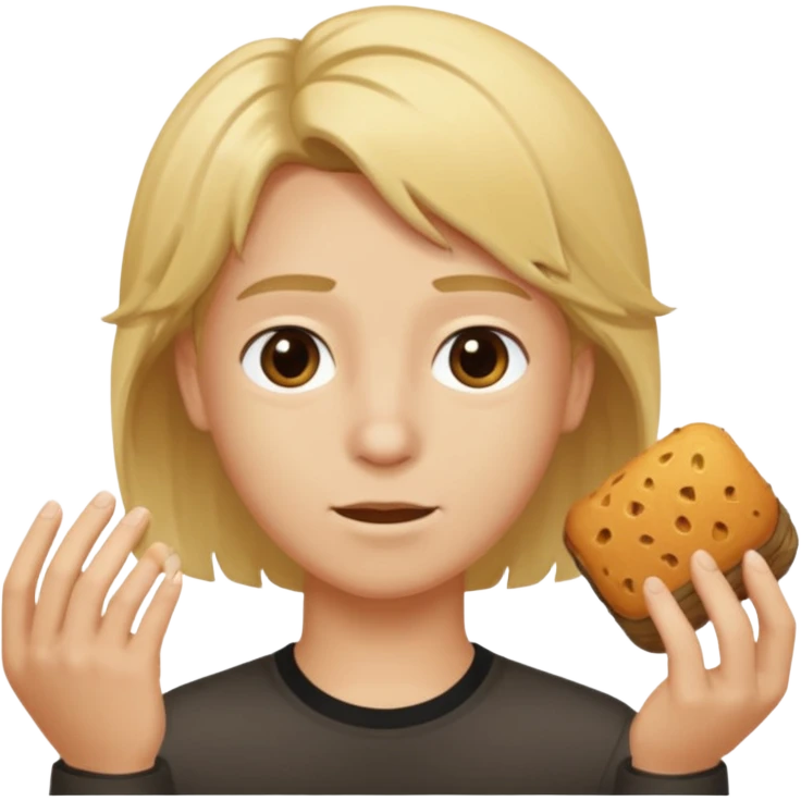Je veux un garçon brun avec des mèches blondes qui montre à la caméra ses cheveux avec des mèches blondes emoji