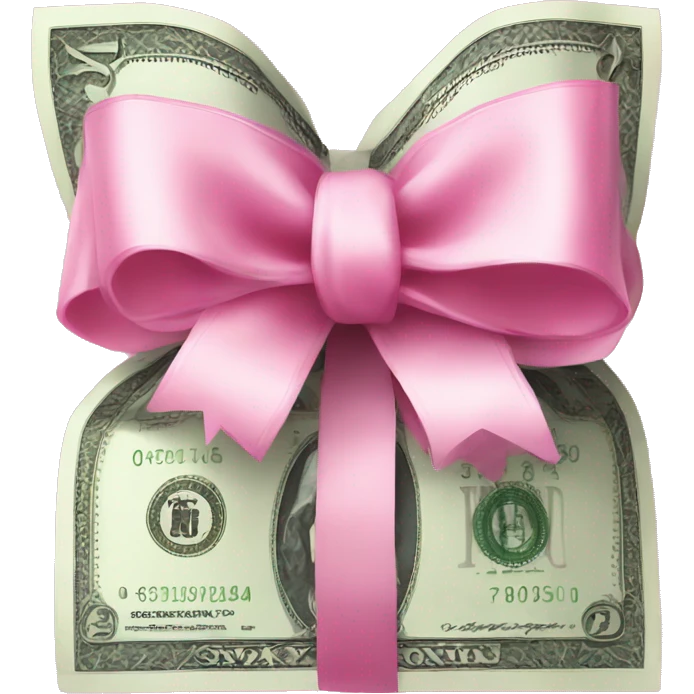 Money wrapped in a pink bow emoji