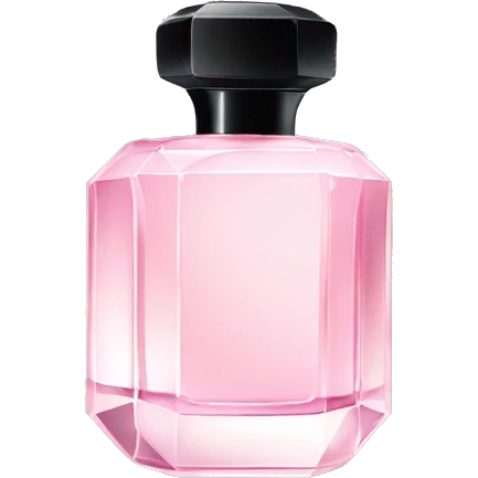 light pink crystal perfume bottle with black ribbon display emoji