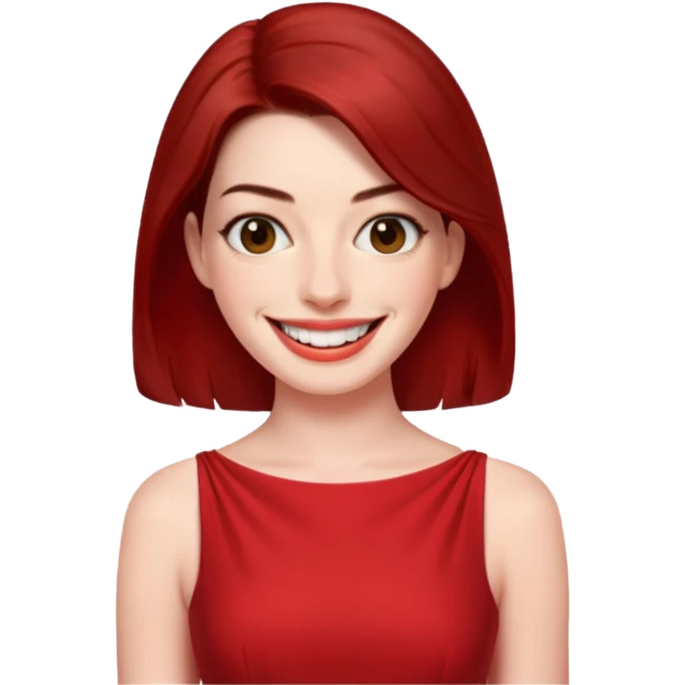 Anne Hathaway in red dress, hot emoji