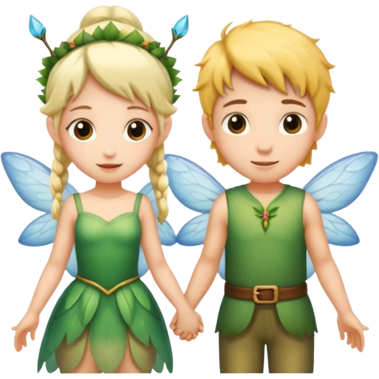 Two fairies one female, one male, holding hands  emoji