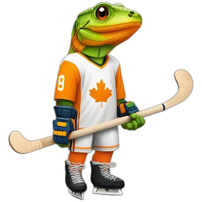 lezard with orange hockey jersey emoji