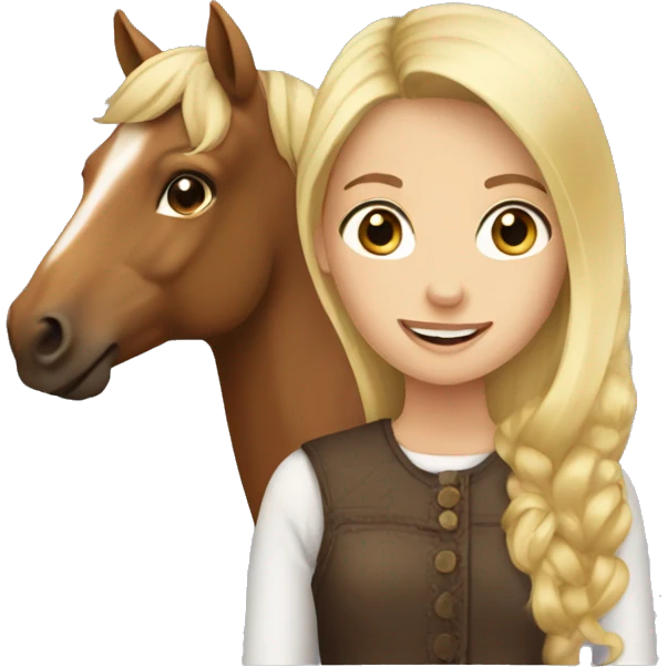 Blonde haired girl with a brown horse emoji
