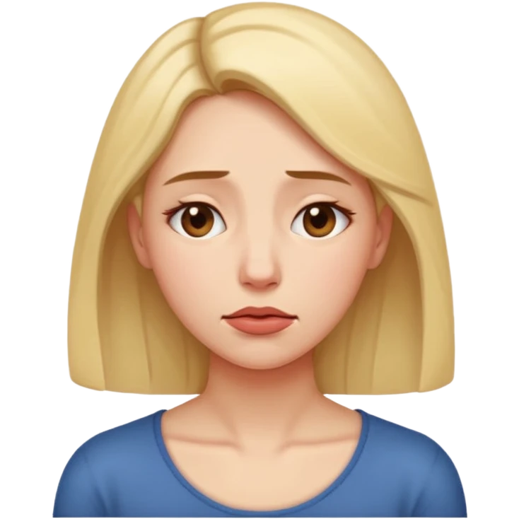 woman sighing with emotion, head slightly bowed, sigh coming from mouth, simple and warm feeling, iPhone emoji style emoji