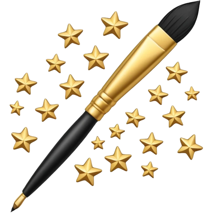 combine painting brush pen with shiny stars emoji