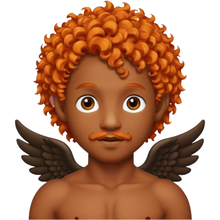 Black cupid with orange hair and mustache emoji