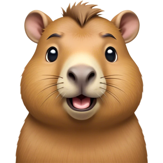 Cinematic Comical Capybara Portrait Emoji, Head tilted dramatically with an exaggeratedly shocked expression, featuring a robust, rotund build and a distinct capybara head with a broad snout and small ears, with wide, comically expressive eyes full of humorous disbelief, Simplified yet hilariously expressive features, highly detailed, glowing with a slightly sassy natural glow, high shine, dramatic yet playful, stylized with an air of quirky charm, soft glowing outline, capturing the essence of a meme-worthy capybara that looks ready to side-eye its way into viral fame! emoji