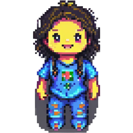 a happy kid, pixel art style emoji