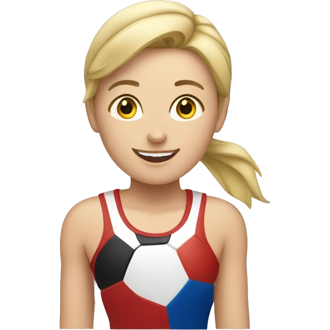 single white woman doing sports and stars around her emoji