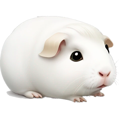 White guinea pig, portrait, she is sad, and dreams of a slice of cucumber emoji