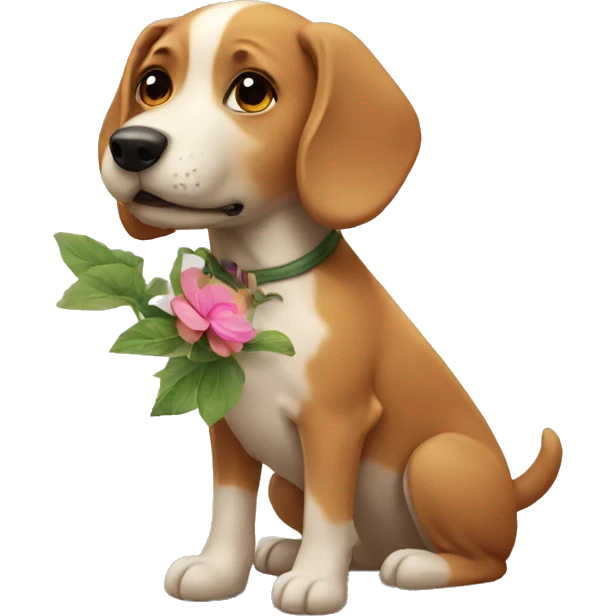 Dog with a flower emoji