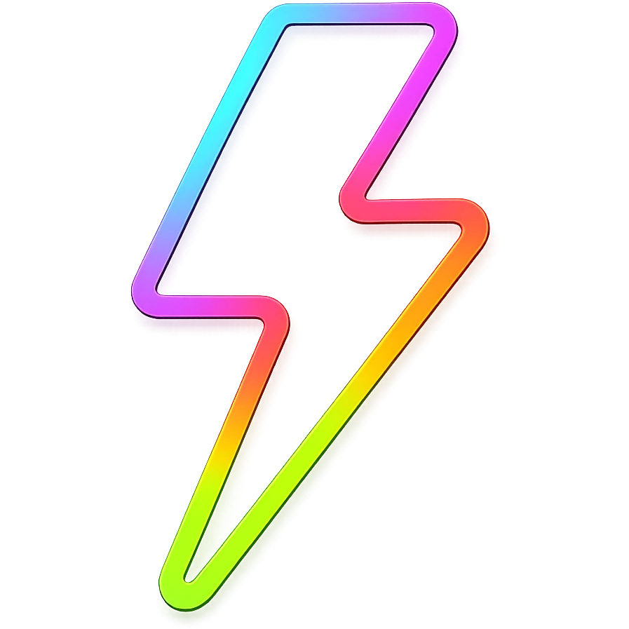 A lightning bolt with electrifying neon outlines and vibrant pop colors emoji