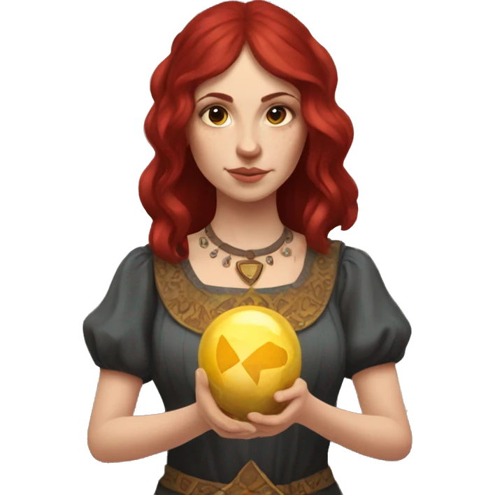 Slavic girl with burgundy hair with tarot in the hands  emoji