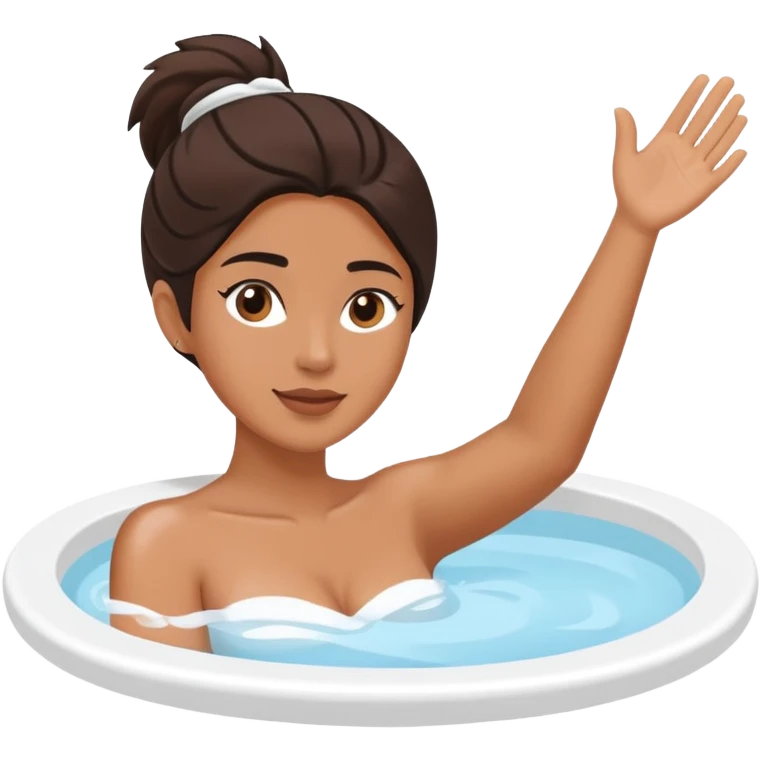 Celebrity in jacuzzi, one arm extended upward, other hand holding onto the side emoji