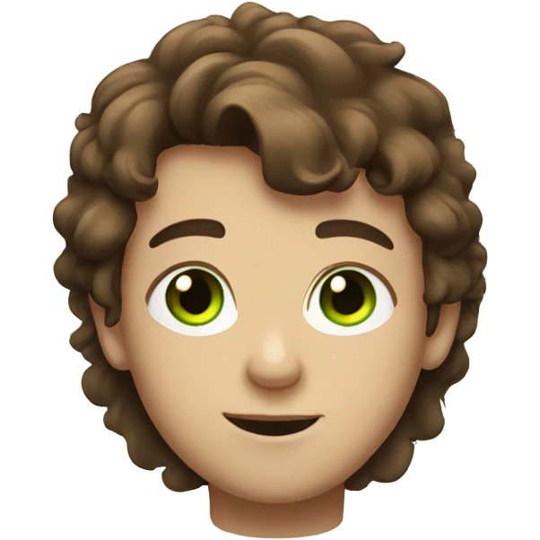 Boy with fluffy brown hair and green eyes emoji