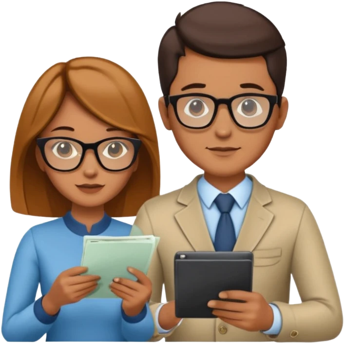 stylish looking husband and wife avatars reviewing their finances together  emoji
