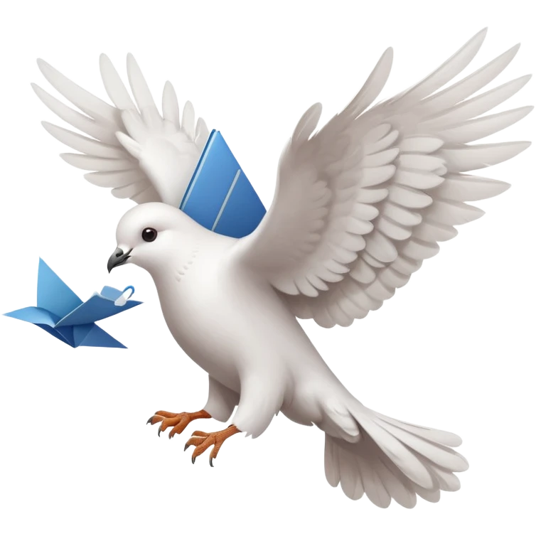 a dove flies with a letter in its paws emoji