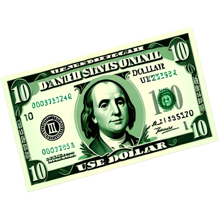 3D realistic US 100 dollar bill sticker, slight perspective, centered, clean cutout, transparent background, no text, no watermark emoji