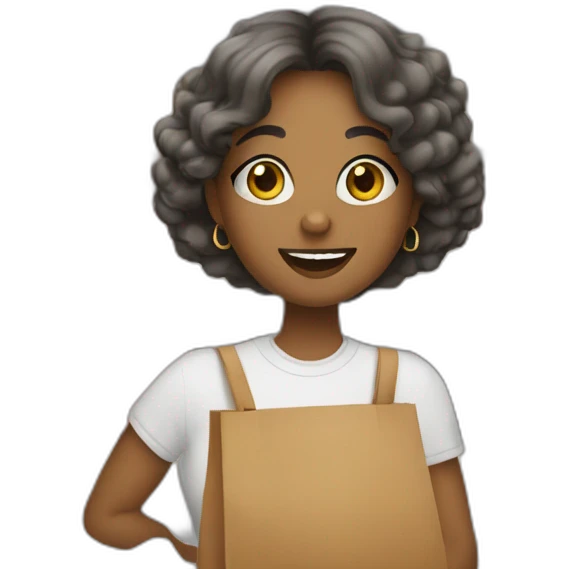 Personal shopper com sacolas e com cabelo loio emoji