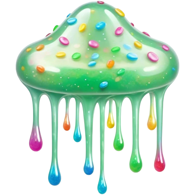 Cinematic Realistic Clear Slime Mixed with Sprinkles, ultra-transparent with suspended colorful candy-like specks, light refracting through each tiny piece, soft gelatinous texture catching highlights, stretching and bending in a mesmerizing way, glowing with a magical, almost surreal quality. emoji