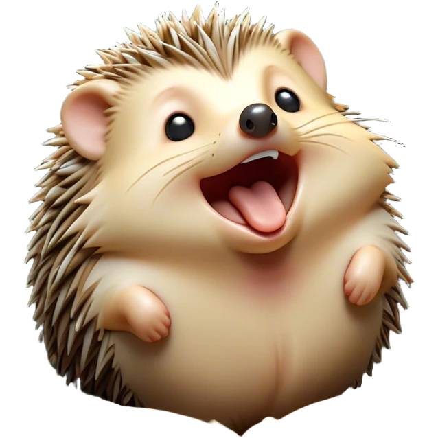 Cinematic Silly Yawning Hedgehog Portrait Emoji, Head tilted with a dramatic, wide-open yawn revealing a tiny, adorable snout and droopy quills, with sleepy, half-closed eyes, Simplified yet irresistibly cute features, highly detailed, glowing with a soft, cozy woodland light, high shine, relaxed yet humorously expressive, stylized with a dash of whimsical forest charm, soft glowing outline, capturing the essence of a drowsy yet endearing hedgehog that appears ready to stretch and yawn its way into your heart! emoji