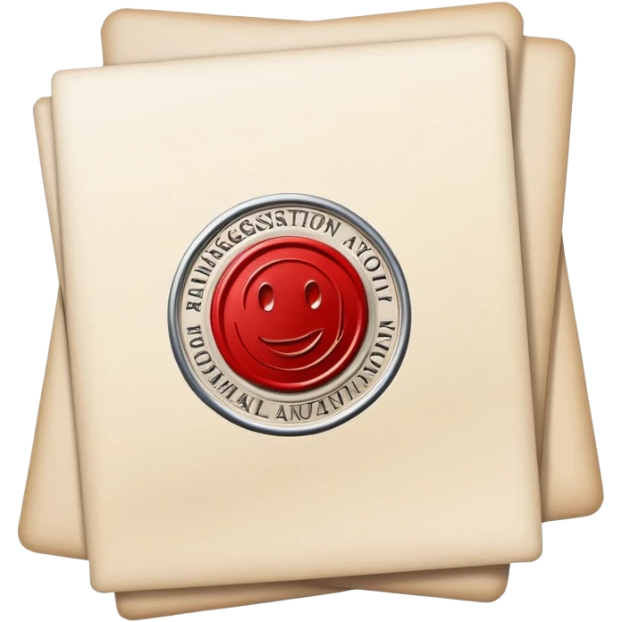 Document icon with official stamp or seal, symbolizing business registration and authorization emoji