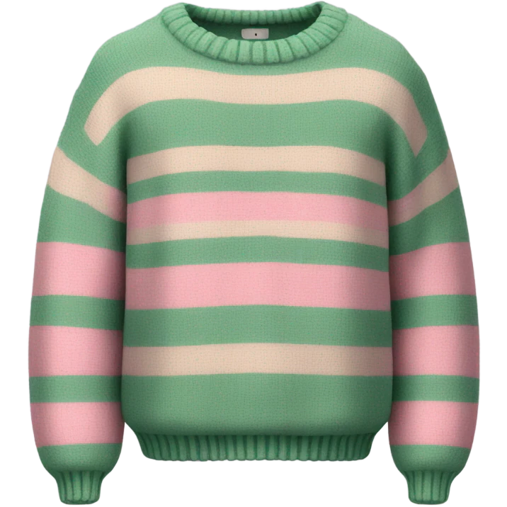 Sage and pink striped cropped oversize wool sweater, isolated emoji