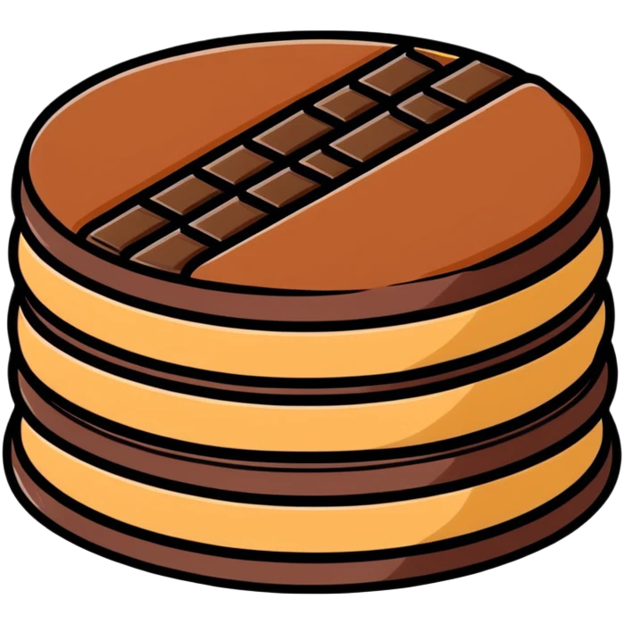 round chocolate wafer covered in chocolate with peanut butter cream filling emoji