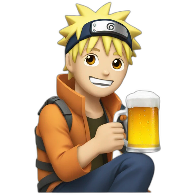 Naruto drinking a beer emoji