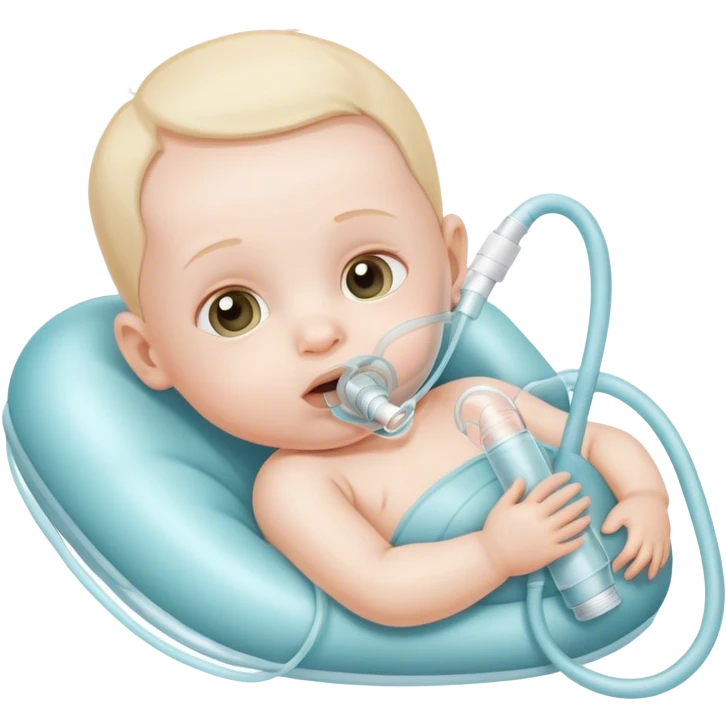 bebe com tubo para respirar emoji