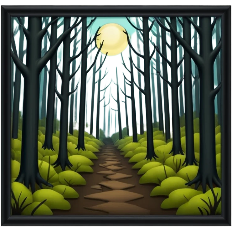 a dark, scary forest outside the fence emoji