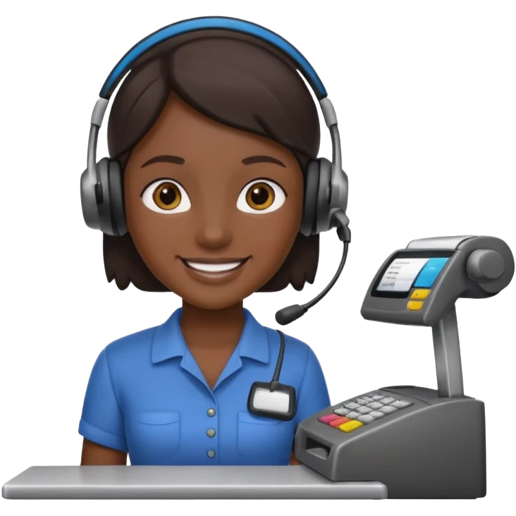 Cashier + headset + till, Cafe staff. emoji