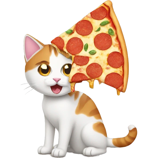 pizza cat eating a pizza dog emoji