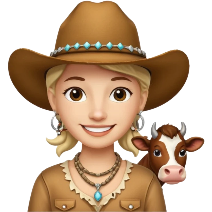 smiling ma with necklace and cow boy hat  emoji