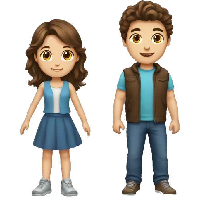 boy with brown hair with girl with brown hair emoji